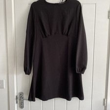 Primark Long Sleeved Elasticated Waist Knee Length Black Dress 16