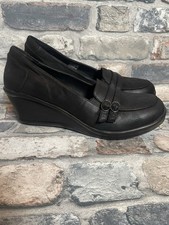 Skechers Memory Foam Comfort Shoes Black Suede Wedge Heel Size 7 EUR 40