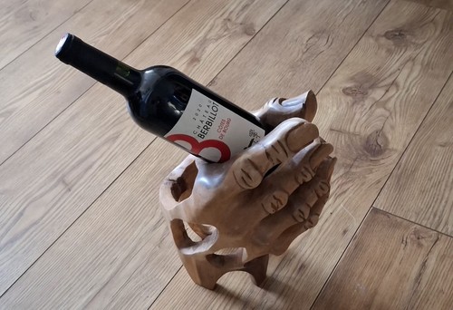 Large hand carved - hand, bottle
