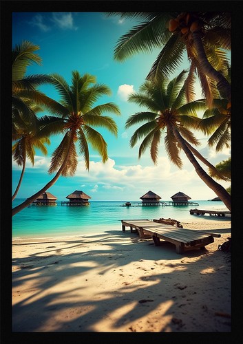 Epic tropical beach - tropical, framed