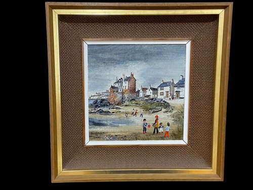 Oil board painting coastal - on,