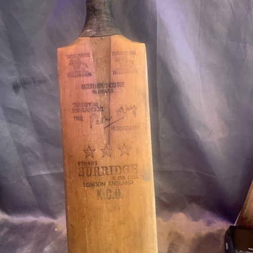 Cricket bat signed peter may - cricket,