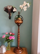 Antique Oak Ashtray Stand
