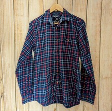 Raging Bull Flannel Checked Shirt (Small/Medium) Blue/Red Long Sleeve Check USA