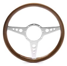 Steering Wheel Moto-Lita Mk9 Rim 14" Walnut Polished Spokes Holes Flat