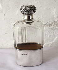 Antique Solid Silver hip Flask