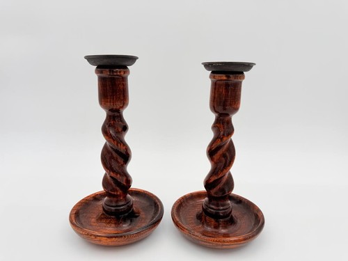 Pair oak barley twist - pair,