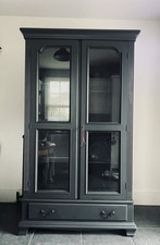 Stunning Black Glass Fronted Cabinet, Cupboard, Bookcase