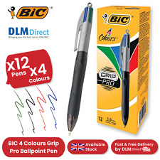 BIC 4 Colours Grip Pro Ballpoint Pen with Retractable Mechanism and Medium Point