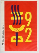 Original vintage Barcelona'92 Olympic flame Games art cool poster for my wall