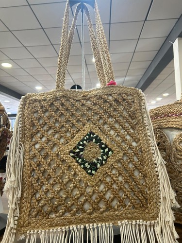 Boho straw tote bag - boho,