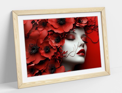 Beautiful woman among red - among,