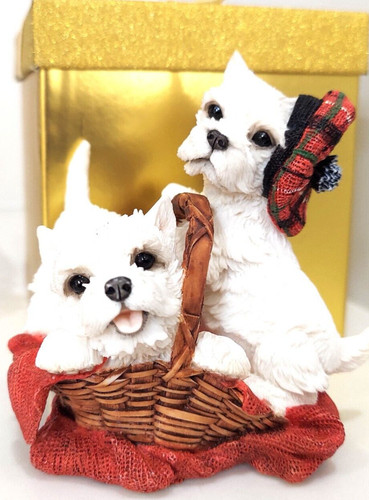 White terrier figurine - figurine, puppies