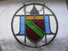 Vintage Leaded Multi-colour, Stained Glass Window Panel 31cm diam. – pre-owned.