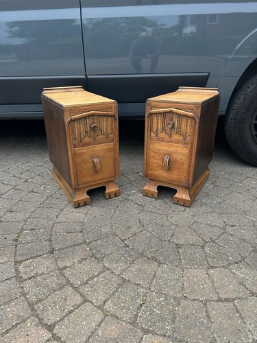 Pair art deco bedside - art,