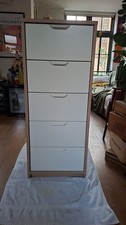 1 x IKEA Askvoll Chest of 5 Drawers White Stoned Oak Effect, White
