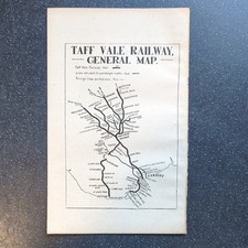 Original 1917 Railway map of Taff Vale Railway General Map