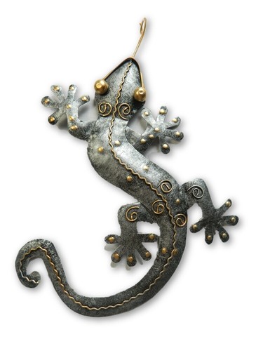 Metal gecko garden ornament - gecko,