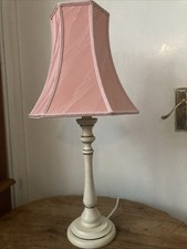 Laura Ashley Wooden Spindle  Shabby Chic Lamp with Pink Hexagonal Shade - 21” H