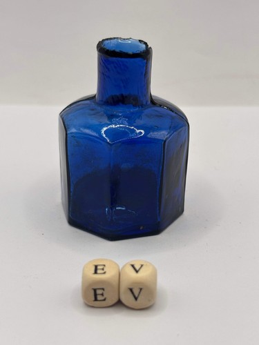 Old cobalt blue glass ink