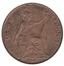 1903 Edward VII One Penny Coin – Bronze Dies 1+B Variety Pre-Decimal Collectable