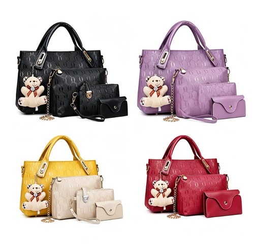 4pcs set women lady leather - set,