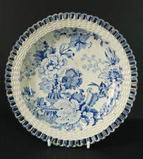Antique QPAQUE CHINA Plate with Pierced Arcaded Rim  Dresden Vase Pattern