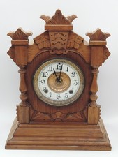 Antique Ansonia Wood Mantel Clock with Roman Numerals - R31