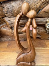 Amazing Quality Carved Wooden Abstract Figure Kiss Brown Colour 60 cm Home Decor