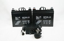 SHOPRIDER CADIZ 2 x 12v 36AH MOBILITY SCOOTER BATTERIES & SCOOTER CHARGER 