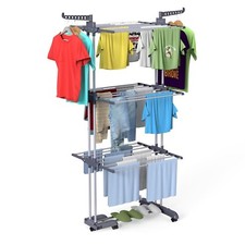 4 Tier Foldable Clothes Airer Drying Rack Laundry Dryer Rack Hanger with Wheels