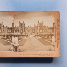 Stereoview Card 3D C1885 Real Photo Windsor Berkshire Castle Gardens