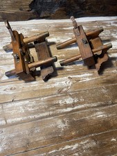 2  Antique T J Gardner Bristol & A Griffith Beech & Brass Wooden Plough Planes
