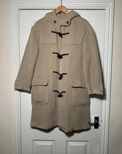 Gloverall Women's Wool Toggle Duffle Coat Exclusive Corduroy Style Beige Size L