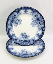 Antique J H Weatherby Belmont - 2x 25cm /10" Dinner Plates - Flow Blue Porcelain