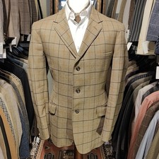 Vintage Mens 42R 1950s Check Tailor Made Wool Jacket Suit Harris Style 