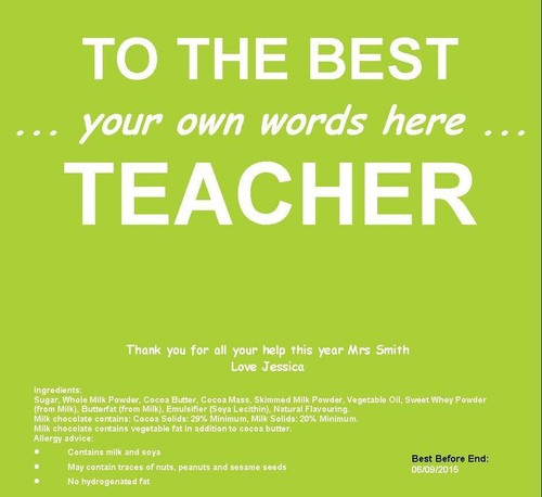 Personalised teacher chocolate - personalised,