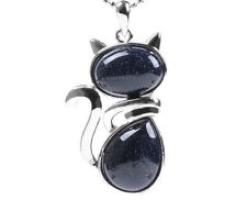 Crystal Cat Necklace Natural Healing  Crystal Pendant Necklace - Various Options