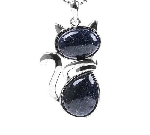 Crystal cat necklace - crystal,