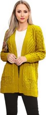 Womens Marl Chunky Knitted Long Sleeve Boyfriend Cardigan Ladies Open Baggy