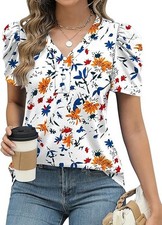 Womens Summer V Neck Tops Puff