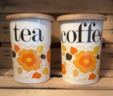 Very Aged Vintage Tea and Coffee Storage Jars with Loose Lids #SPR138
