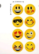 100 Pcs Self Adhesive Kids Smiley Emoji Reward Stickers 2.5cm/1in. - 8 Styles