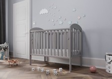 New Lilibet Baby Grey Cot with Drop Side – optional Fibre Mattress 120x60x10cm