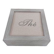 Sectioned Storage Box Container Blue Shabby Chic Wood Tea Bag Caddy With Lid