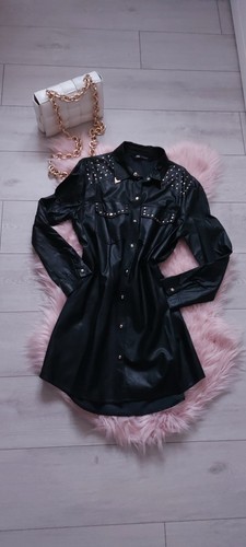 Zara faux leather shirt dress - leather,