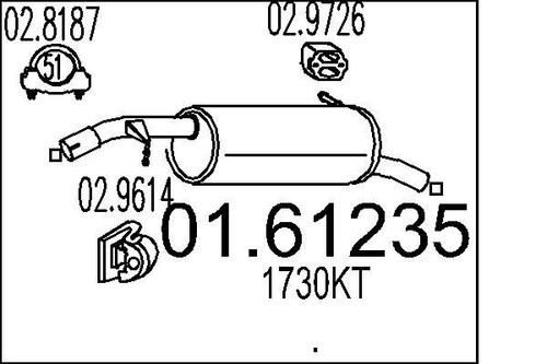 Mts 61235 muffler - muffler, exhaust