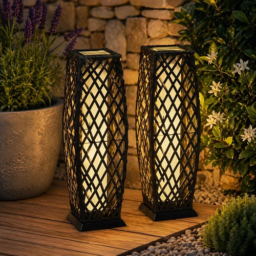 Set solar rattan lantern - 2,