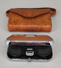 VINTAGE MKC MIYAMASCOPE FOLDING BINOCULARS / OPERA GLASSES IN LEATHER CASE