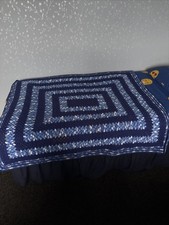 Large Blue Hand Made Granny Square Throw / Lap Blanket Approx 54 X 48 Inch New